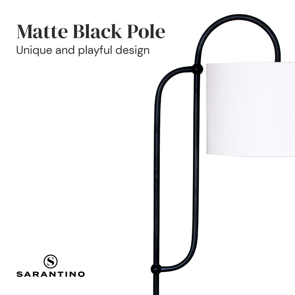 Sarantino Metal Floor Lamp with Marble Base & Off-White Shade-Home & Garden > Lighting-Koala Lamps and Lighting