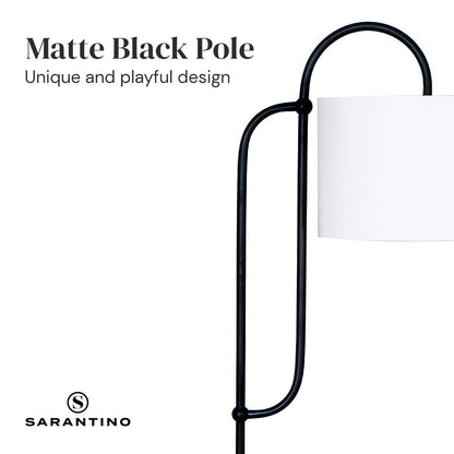 Sarantino Metal Floor Lamp with Marble Base & Off-White Shade-Home & Garden > Lighting-Koala Lamps and Lighting