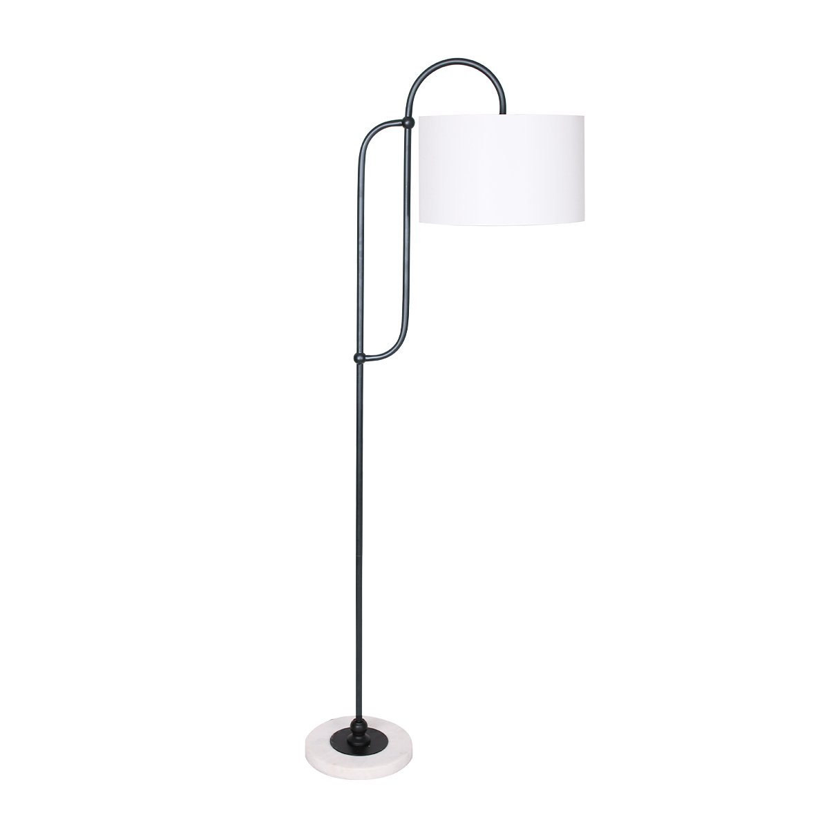 Sarantino Metal Floor Lamp with Marble Base & Off-White Shade-Home & Garden > Lighting-Koala Lamps and Lighting