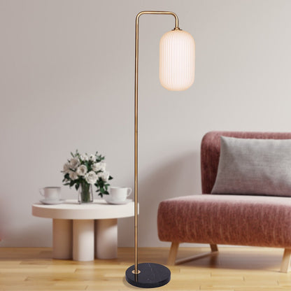 Sarantino Metal Floor Lamp With Opal Glass Shade-Home & Garden > Lighting-Koala Lamps and Lighting