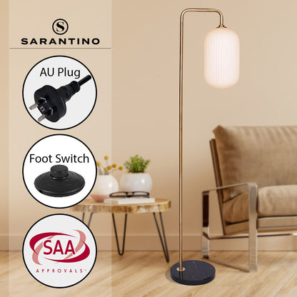 Sarantino Metal Floor Lamp With Opal Glass Shade-Home & Garden > Lighting-Koala Lamps and Lighting