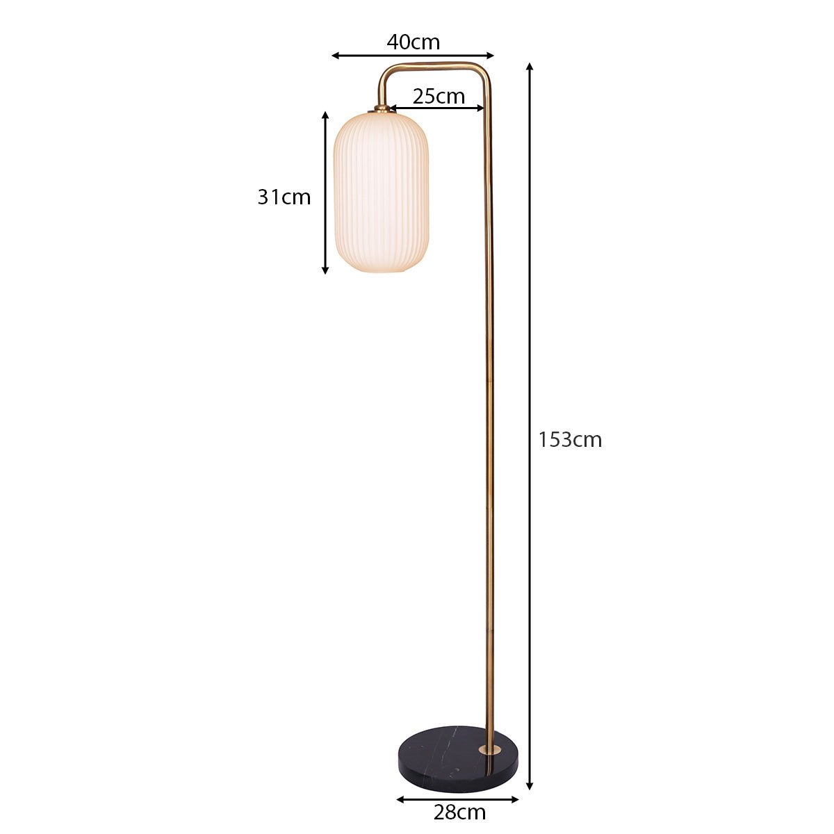 Sarantino Metal Floor Lamp With Opal Glass Shade-Home & Garden > Lighting-Koala Lamps and Lighting