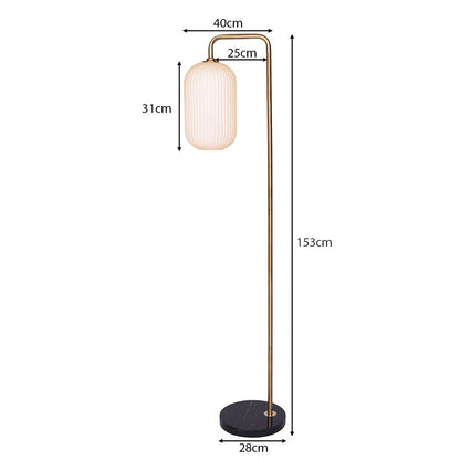 Sarantino Metal Floor Lamp With Opal Glass Shade-Home & Garden > Lighting-Koala Lamps and Lighting