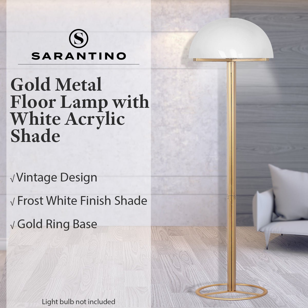 Sarantino Metal Floor Lamp with White Acrylic Shade by Sarantino-Home & Garden > Lighting-Koala Lamps and Lighting