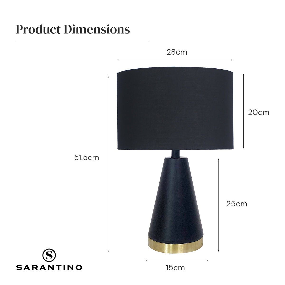 Sarantino Metal Table Lamp in Black and Gold-Home & Garden > Lighting-Koala Lamps and Lighting