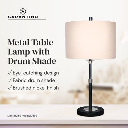 Sarantino Metal Table Lamp with Linen Drum Shade-Home & Garden > Lighting-Koala Lamps and Lighting