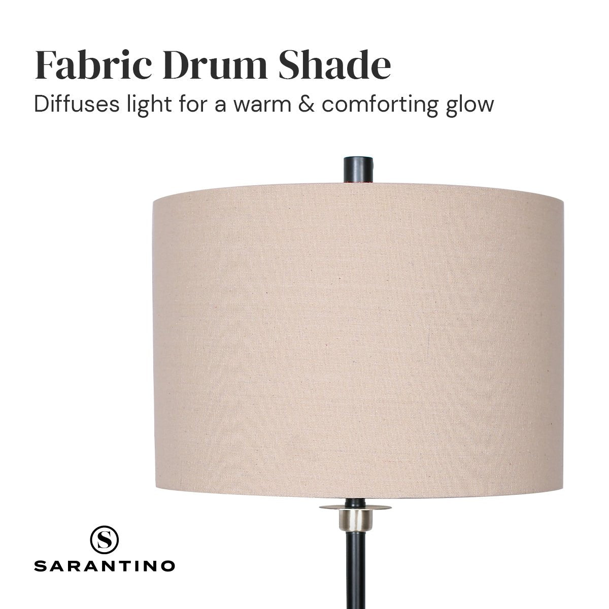 Sarantino Metal Table Lamp with Linen Drum Shade-Home & Garden > Lighting-Koala Lamps and Lighting