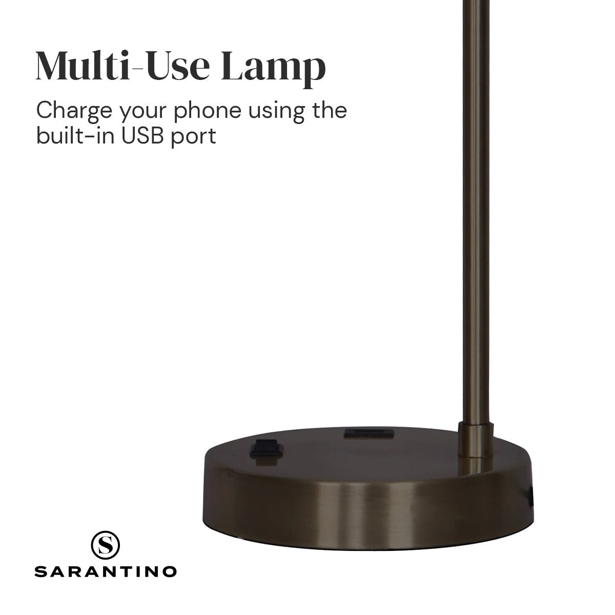 Sarantino Metal Task Lamp with USB Charging Port Bronze Finish-Home & Garden > Lighting-Koala Lamps and Lighting