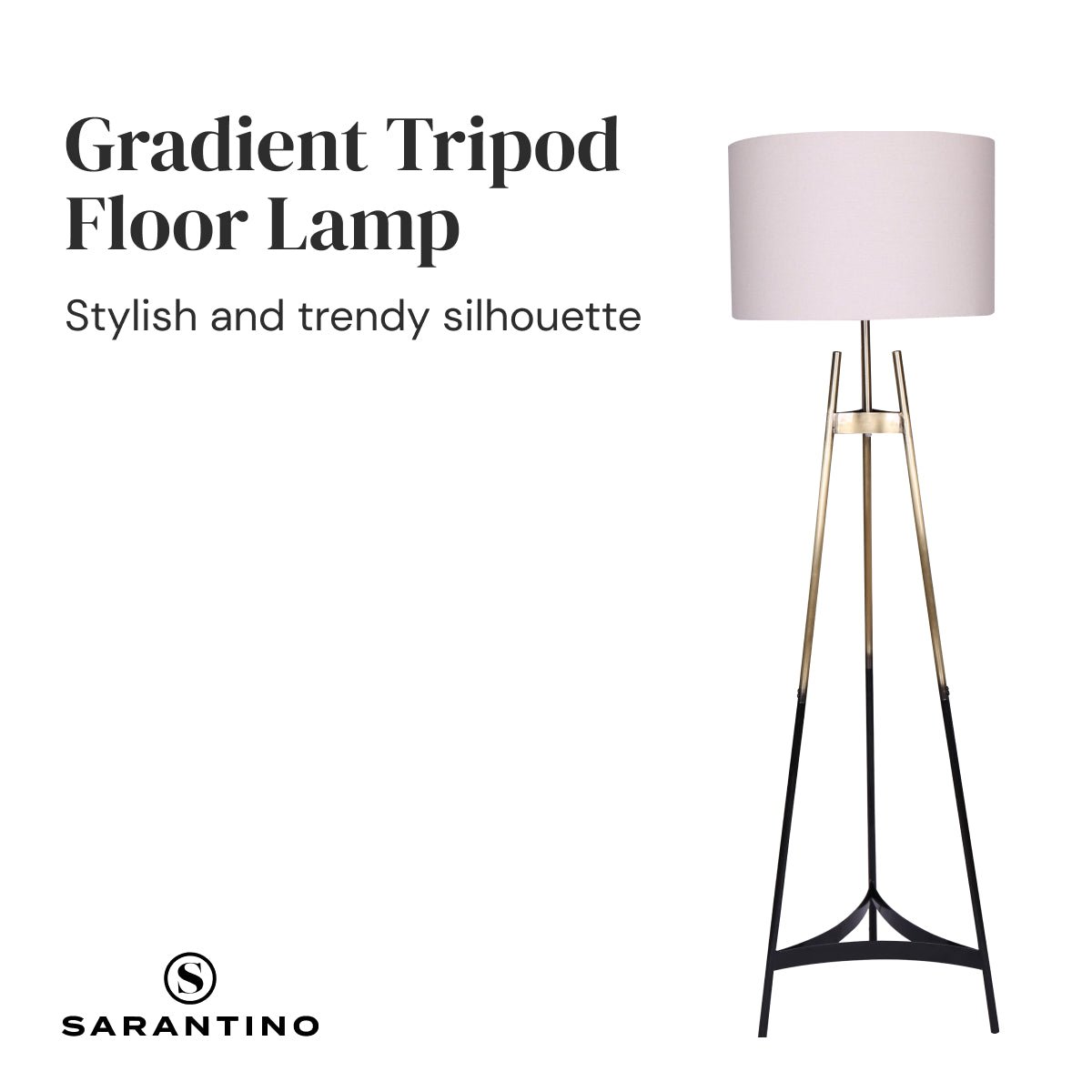 Sarantino Metal Tripod Electric Floor Lamp Gradient Finish-Home & Garden > Lighting-Koala Lamps and Lighting