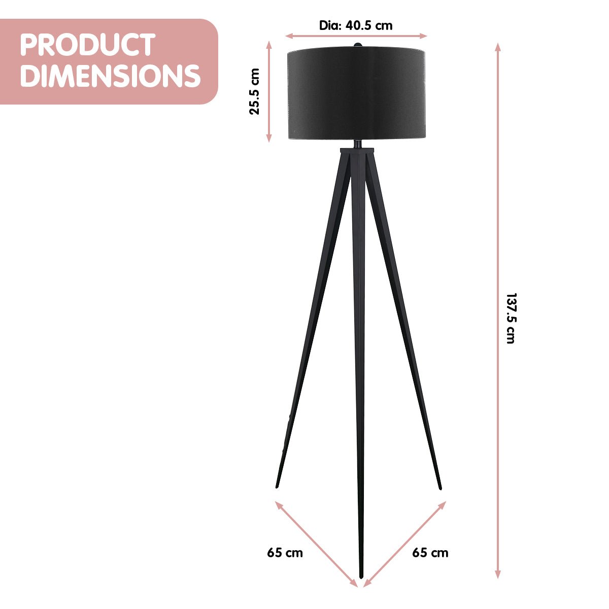 Sarantino Minimalist Modern Tripod Floor Lamp Black-Home & Garden > Lighting-Koala Lamps and Lighting