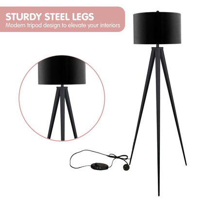 Sarantino Minimalist Modern Tripod Floor Lamp Black-Home & Garden > Lighting-Koala Lamps and Lighting