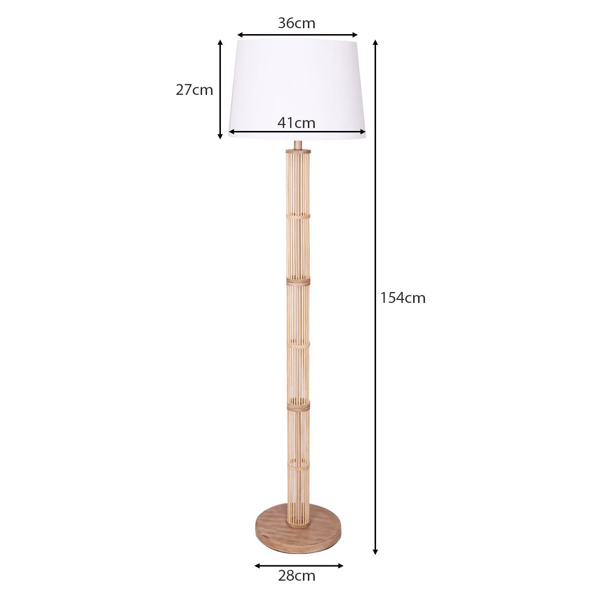 Sarantino Rattan Floor Lamp With Off-White Linen Shade by Sarantino-Home & Garden > Lighting-Koala Lamps and Lighting