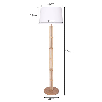 Sarantino Rattan Floor Lamp With Off-White Linen Shade by Sarantino-Home & Garden > Lighting-Koala Lamps and Lighting