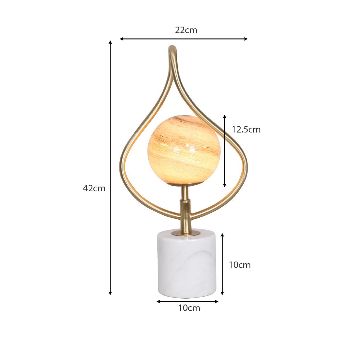 Sarantino Sculptural Orange Glass Table Lamp With White Marble Base-Home & Garden > Lighting-Koala Lamps and Lighting