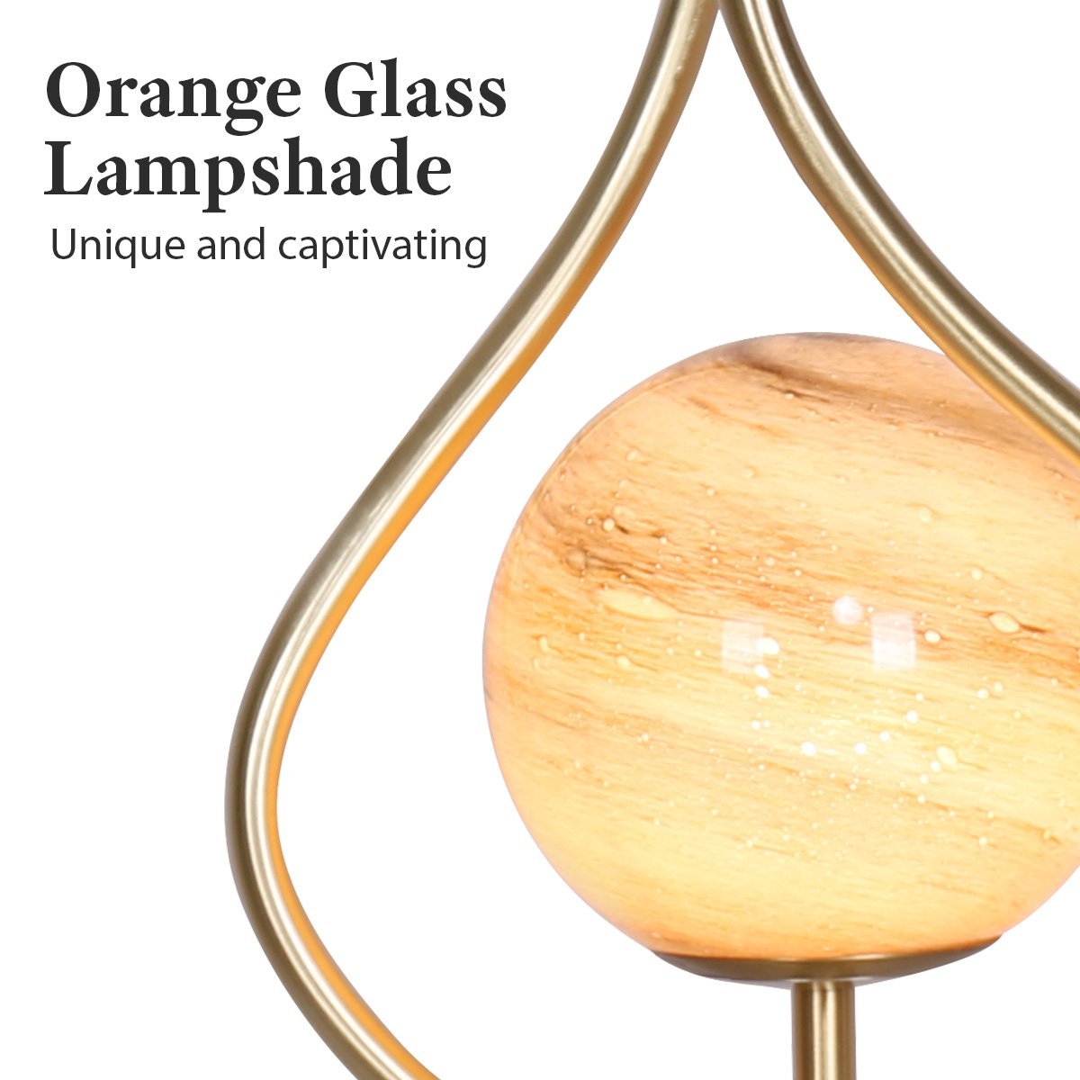 Sarantino Sculptural Orange Glass Table Lamp With White Marble Base-Home & Garden > Lighting-Koala Lamps and Lighting