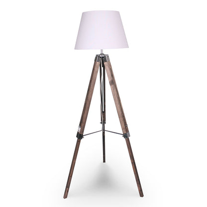 Sarantino Solid Wood Tripod Floor Lamp Adjustable Height White Shade-Home & Garden > Lighting-Koala Lamps and Lighting