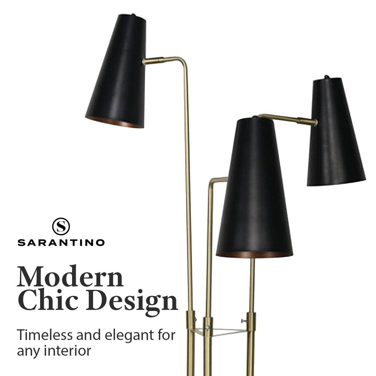 Sarantino Three Metal Shade Floor Lamp-Home & Garden > Lighting-Koala Lamps and Lighting