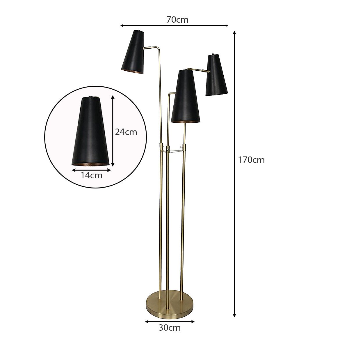 Sarantino Three Metal Shade Floor Lamp-Home & Garden > Lighting-Koala Lamps and Lighting