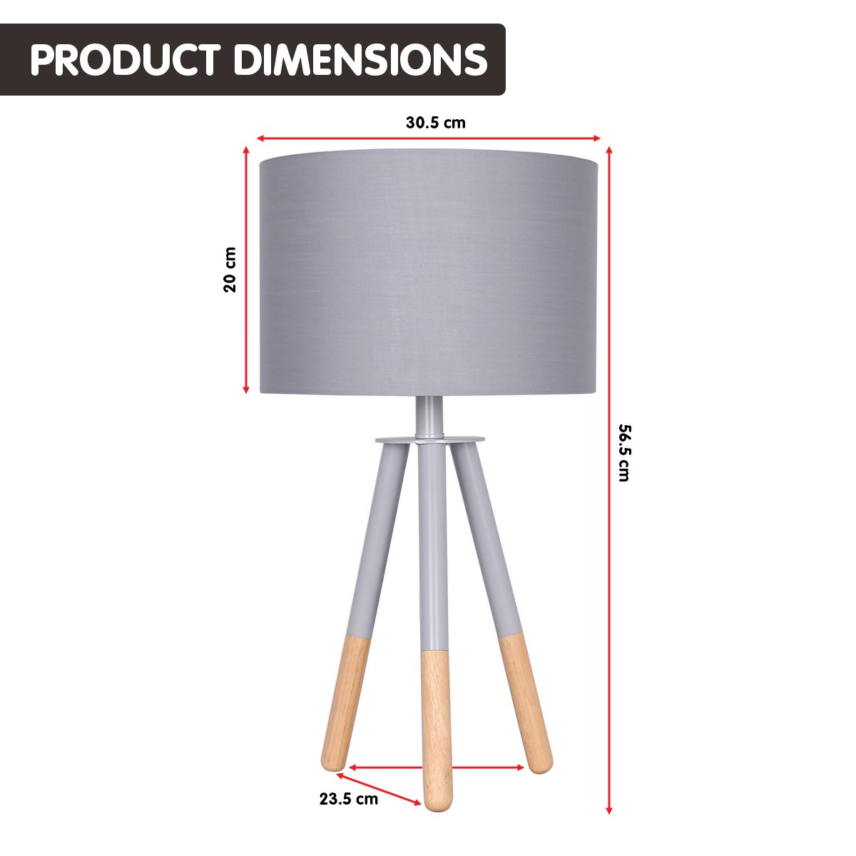 Sarantino Tripod Desk Lamp in Metal & Wood Nordic Minimalist Light-Home & Garden > Lighting-Koala Lamps and Lighting