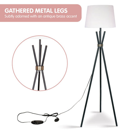 Sarantino Tripod Floor Lamp in Metal and Antique Brass-Home & Garden > Lighting-Koala Lamps and Lighting