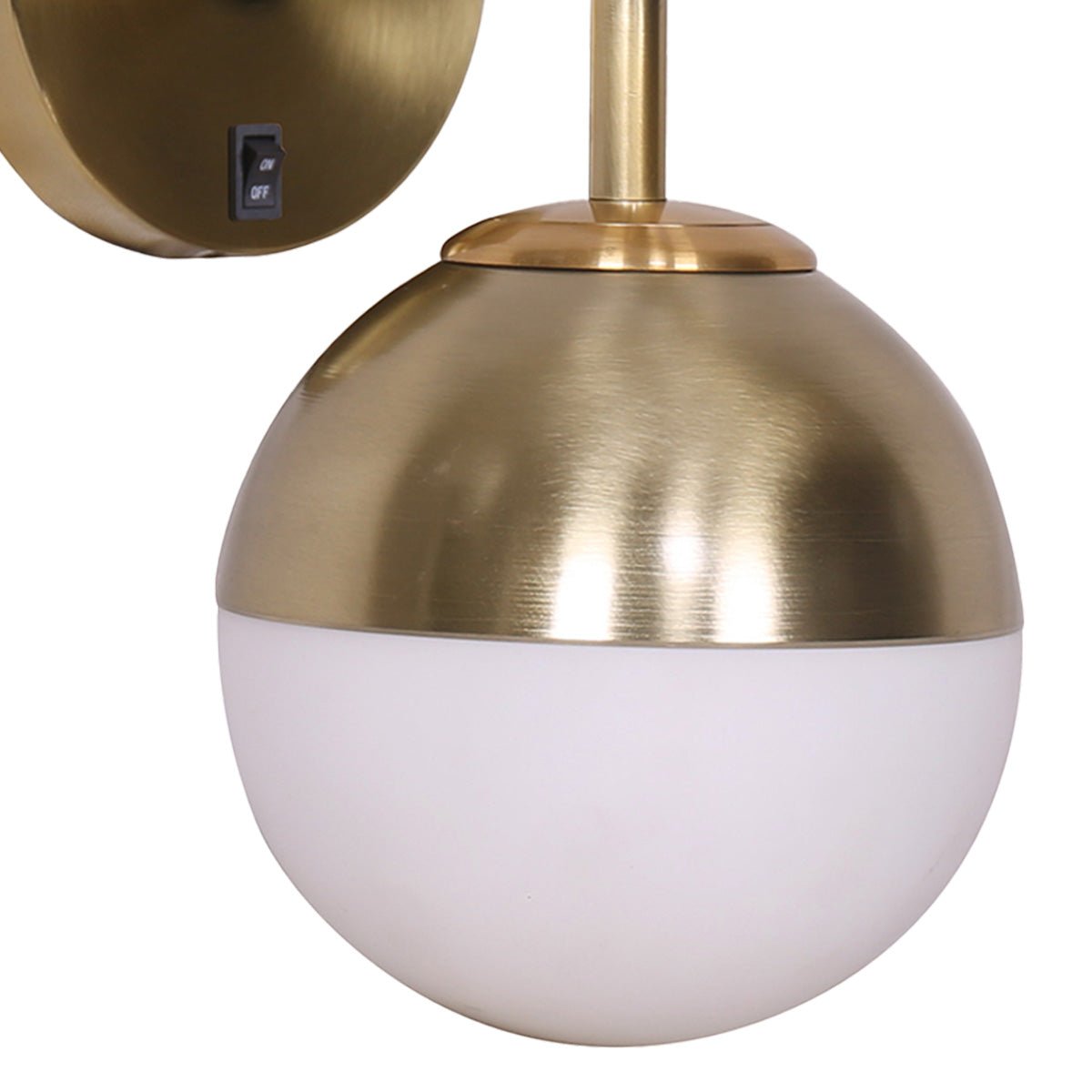 Sarantino Wall Lamp with Gold Metal Base and White Glass Shade-Home & Garden > Lighting-Koala Lamps and Lighting