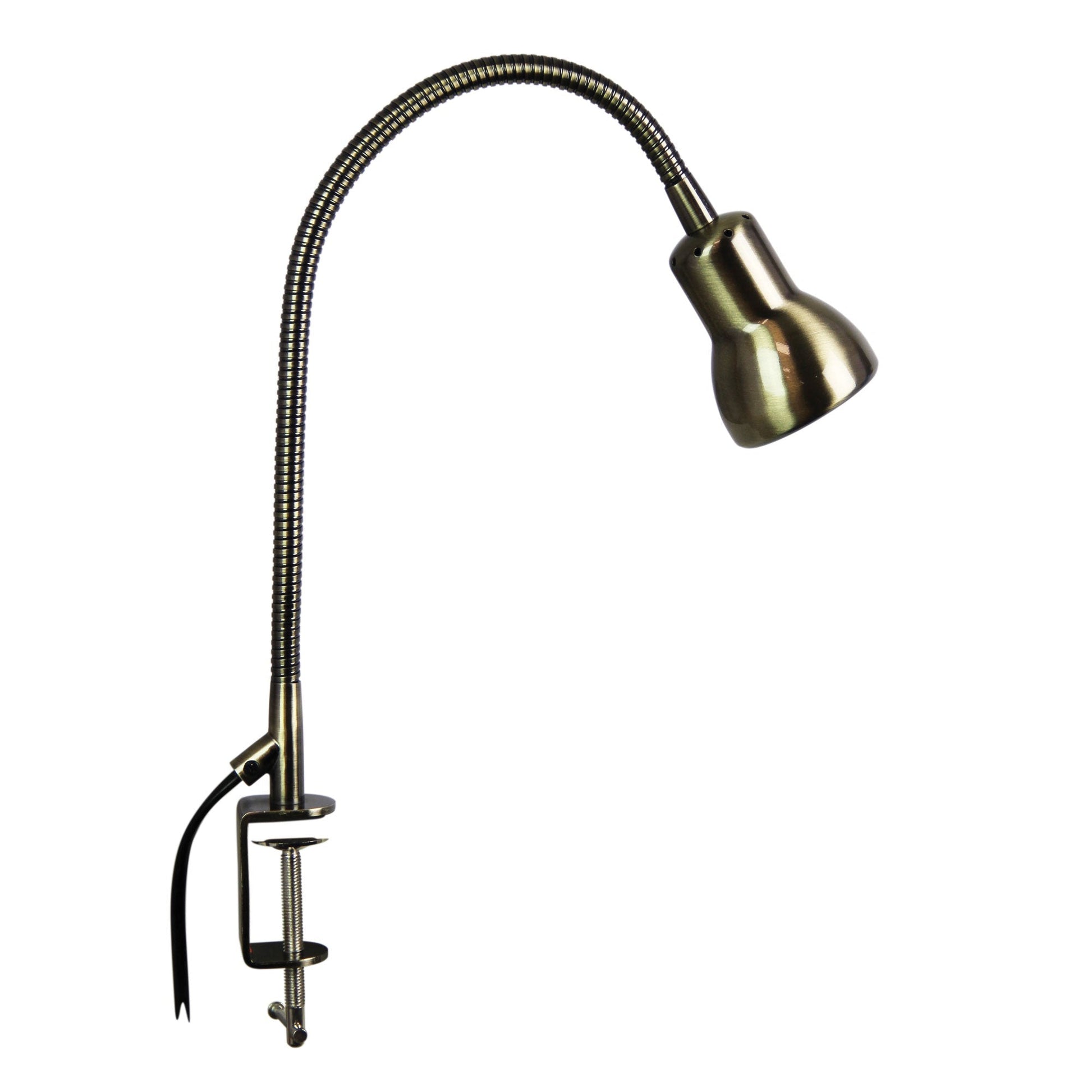 Scope Clamp Lamp Antique Brass-TABLE AND FLOOR LAMPS-Oriel