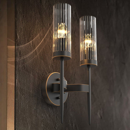 SOFIA DUO 2-Light Wall Light Aged Bronze with Free LED Globes-Wall Light-Dropli