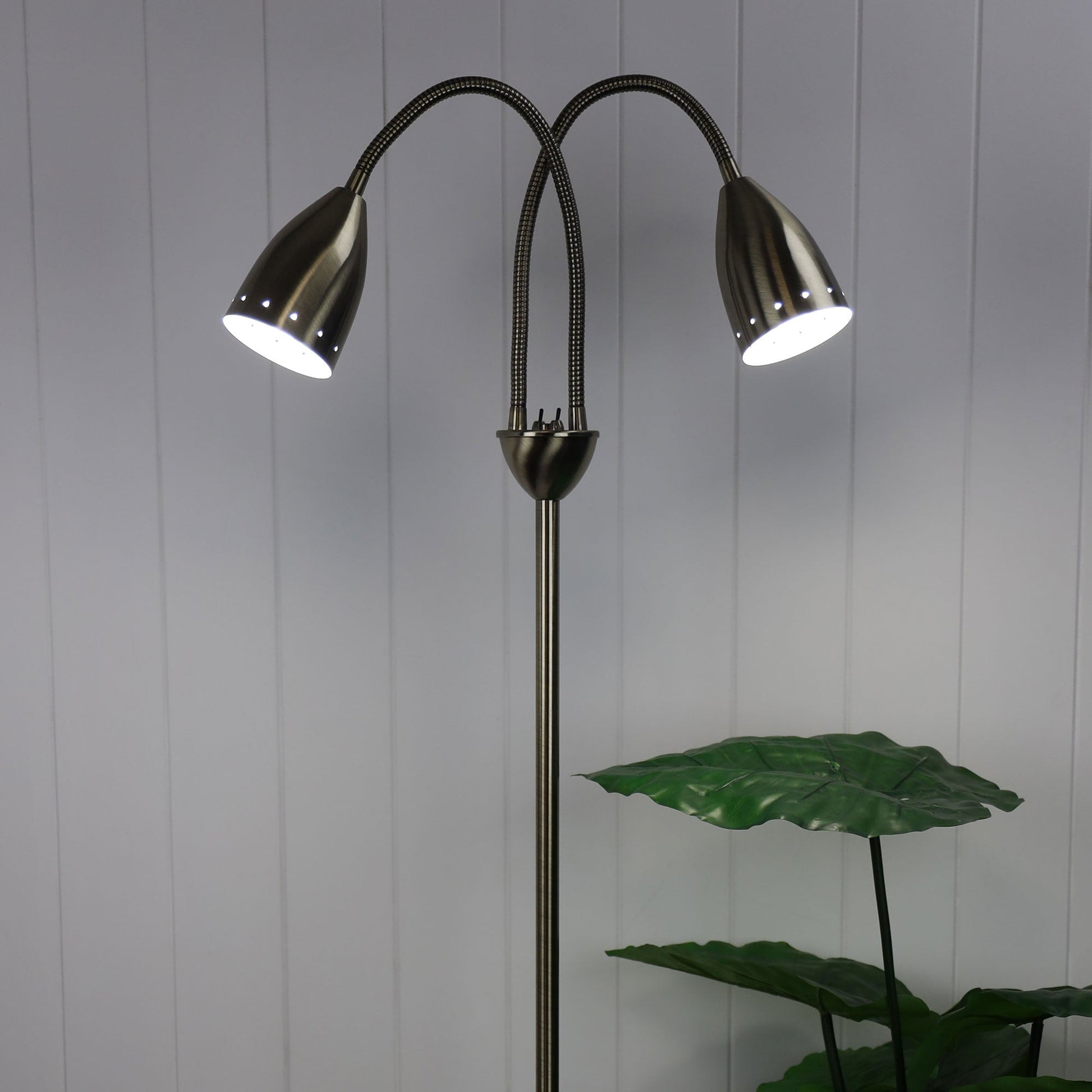 Stan 2 Light Floor Lamp Antique Brass - SL98822AB-Floor Lamps-Oriel Lighting