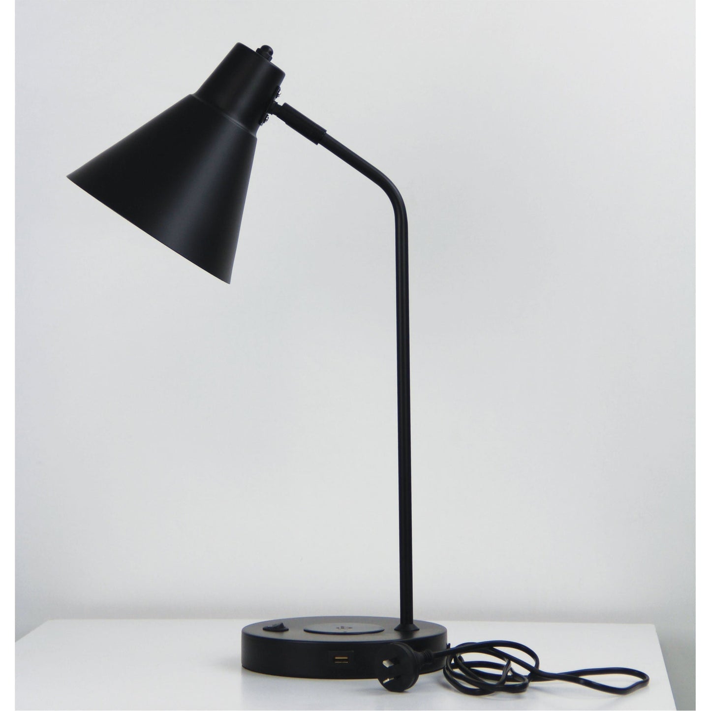 Targa Desk Lamp Black With USB+-TABLE AND FLOOR LAMPS-Oriel