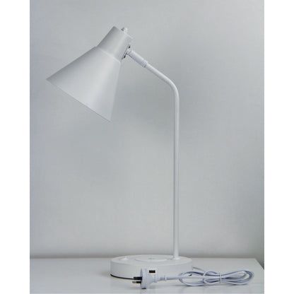 Targa Desk Lamp White With USB+-TABLE AND FLOOR LAMPS-Oriel