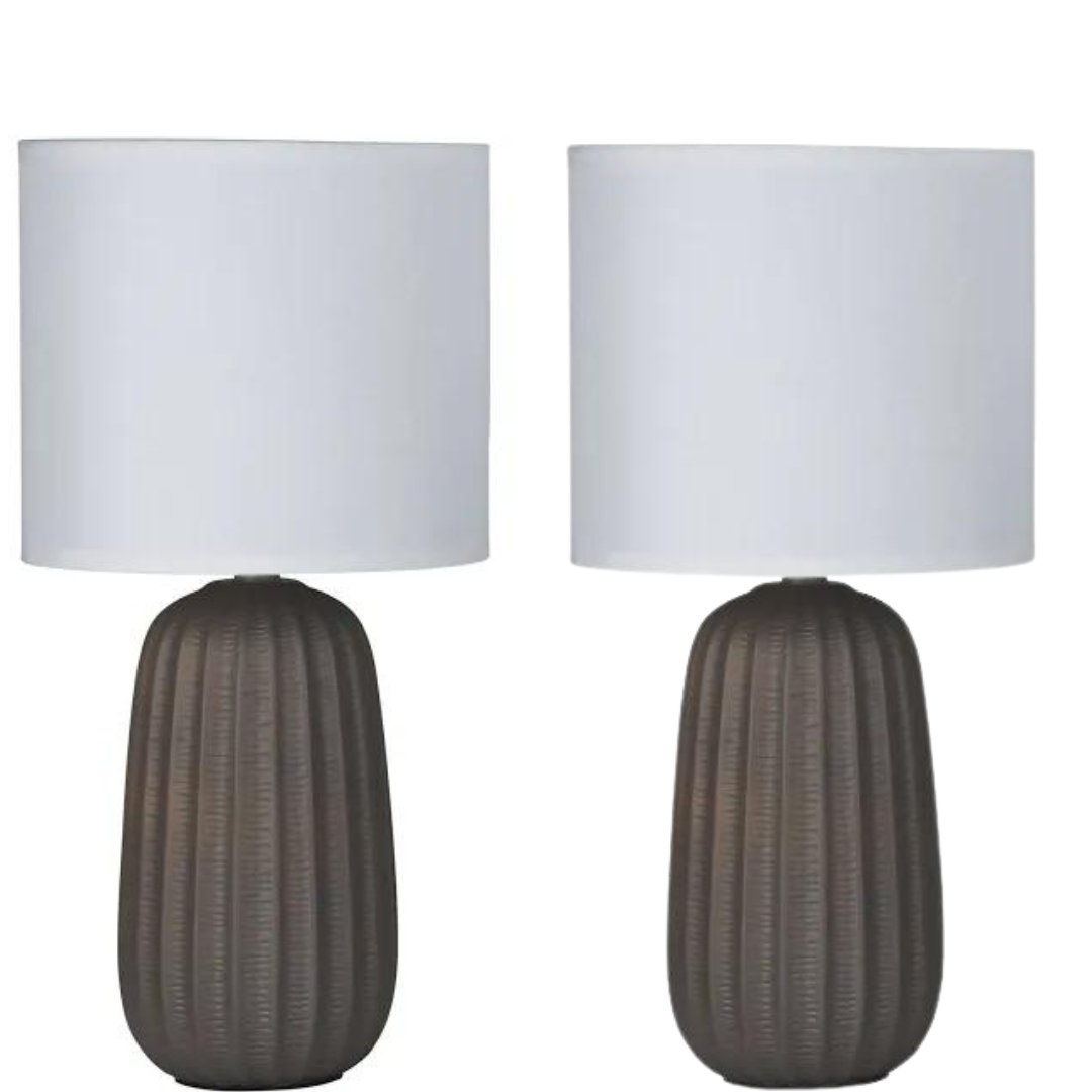 Taupe Complete Table Lamp with LED Tri Colour bulb option-TABLE AND FLOOR LAMPS-Oriel