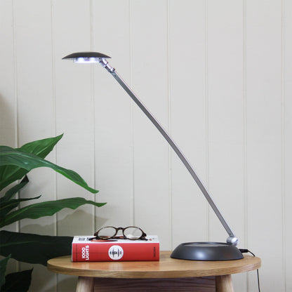 Techno 6w LED Desk Lamp Silver-TABLE AND FLOOR LAMPS-Oriel