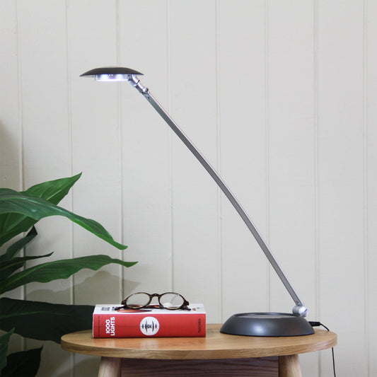 Techno 6w LED Desk Lamp Silver-TABLE AND FLOOR LAMPS-Oriel