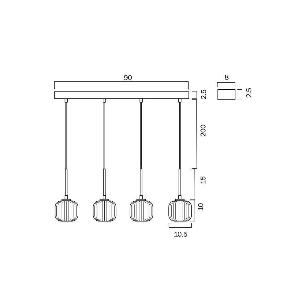 BOBO - 4 Light 12W LED Bar Pendant 3000K Telbix, PENDANT, telbix-bobo-4-light