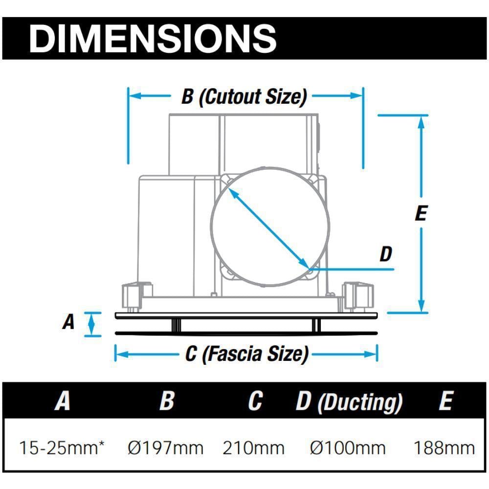 Ventair AIRBUS-150-GLASS - Round/Square Exhaust Fan - Black Or White Glass Panel Fascia-FANS-Ventair