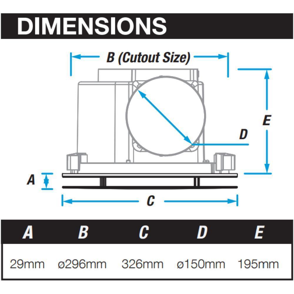 Ventair AIRBUS-300 - Ultimate Air Extraction Low Profile - Square or Round - Exhaust Fan --FANS-Ventair