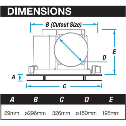 Ventair AIRBUS-300 - Ultimate Air Extraction Low Profile - Square or Round - Exhaust Fan --FANS-Ventair