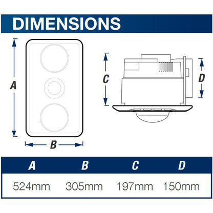 Ventair BROOK-2 - 3-In-1 Bathroom Unit Heat Light & Exhaust-FANS-Ventair