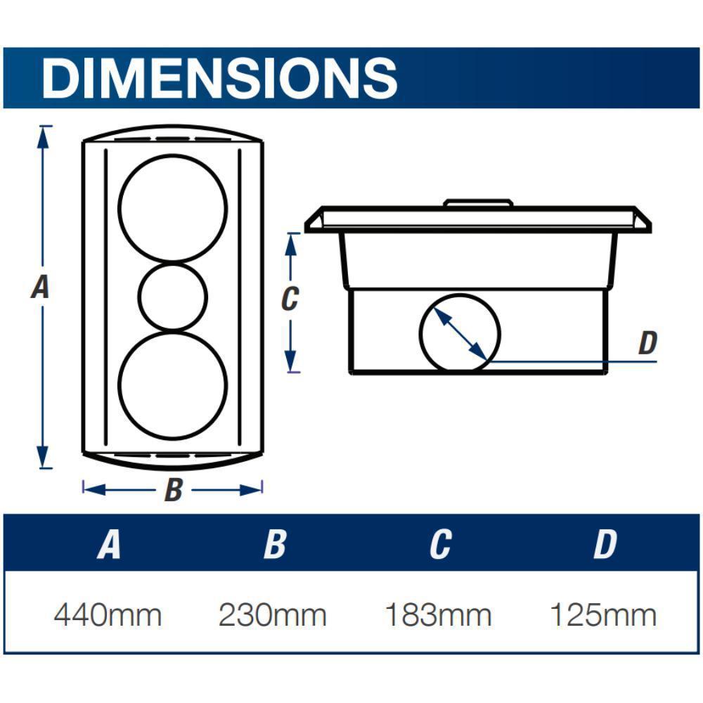 Ventair KLEIN-2 - 3-in-1 Bathroom Unit Heat Light & Exhaust-FANS-Ventair