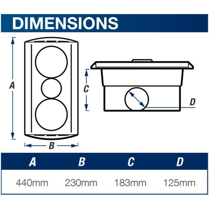 Ventair KLEIN-2 - 3-in-1 Bathroom Unit Heat Light & Exhaust-FANS-Ventair