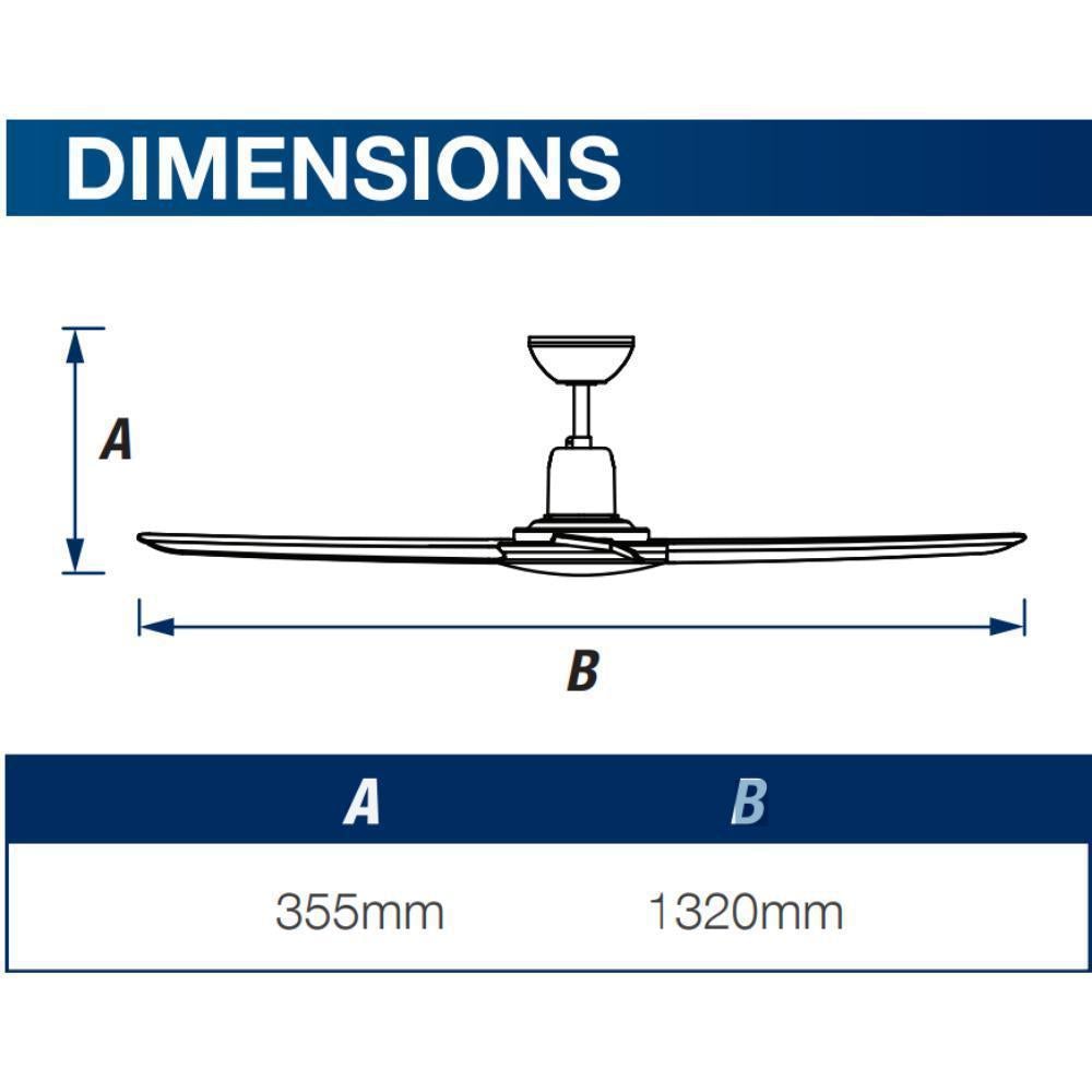 Ventair MALIBU - 4 Blade 1320mm 52" AC Ceiling Fan IP55 - Titanium-FANS-Ventair