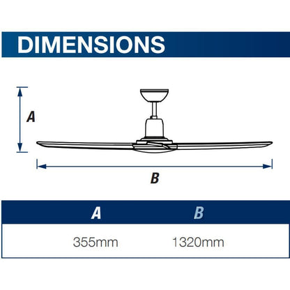 Ventair MALIBU - 4 Blade 1320mm 52" AC Ceiling Fan IP55 - Titanium-FANS-Ventair