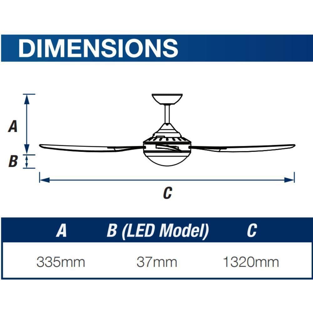 Ventair ROYALE-II - 4 Blade 1320mm 52" AC Ceiling Fan-FANS-Ventair