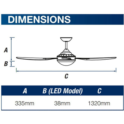 Ventair ROYALE-II-DC - 4 Blade 1320mm 52" DC Ceiling fan-FANS-Ventair