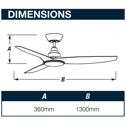 Ventair SKYFAN-52-LIGHT - 1300mm 52" DC Ceiling Fan With 20W LED Light - Smart Control Adaptable - Remote Included-FANS-Ventair