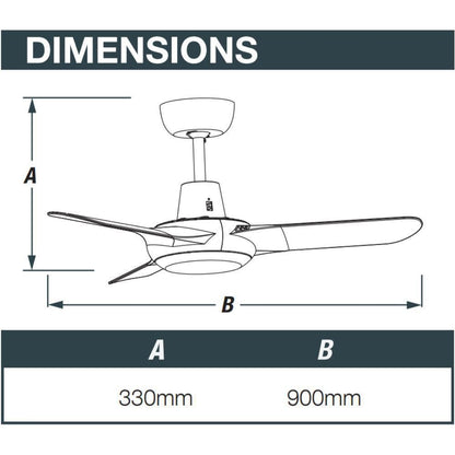 Ventair SPYDA-36 - 3 Blade 900mm 36" Fully Moulded PC AC Ceiling Fan-FANS-Ventair