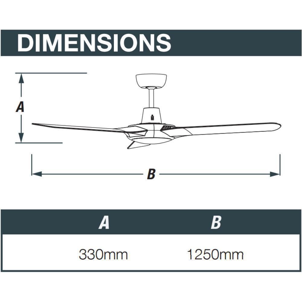 Ventair SPYDA-50 - 3 Blade 1250mm 50" Fully Moulded PC AC Ceiling Fan-FANS-Ventair