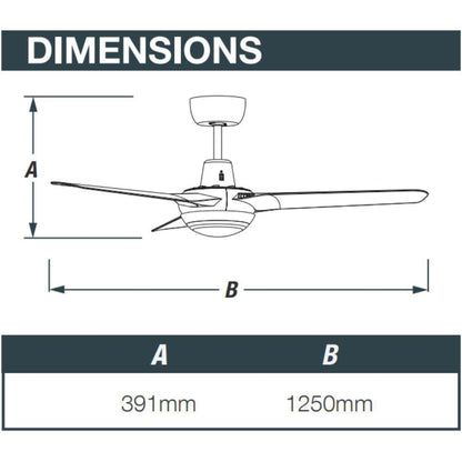 Ventair SPYDA-62-LIGHT - 3 Blade 1570mm 62" Fully Moulded PC AC Ceiling Fan With 20W LED Light-FANS-Ventair