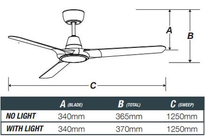 Ventair SPYDA-EC - 3 Blade 50" 1250mm EC Ceiling Fan with Switchable CCT LED Light-FANS-Ventair