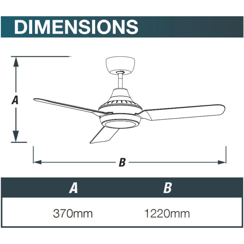 Ventair STANZA-48-LED-LIGHT - 3 Blade 1220mm 48" AC Ceiling Fan With 20W LED Light 4200K-FANS-Ventair